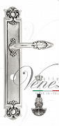 Дверная ручка Venezia "CASANOVA" WC-4 на планке PL97 натуральное серебро + черный