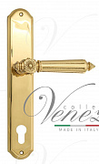 Дверная ручка Venezia "CASTELLO" CYL на планке PL02 полированная латунь