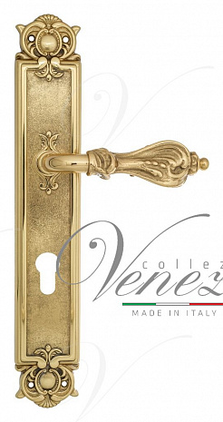 Дверная ручка Venezia "FLORENCE" CYL на планке PL97 полированная латунь