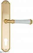 Дверная ручка на планке Fratelli Cattini "GRACIA CERAMICA BIANCO" CYL PL02-OLV полированная латунь