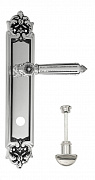 Дверная ручка Venezia "CASTELLO" WC-2 на планке PL96 натуральное серебро + черный