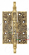 Дверная петля универсальная латунная с узором Venezia CRS011 102x76x4 французское золото + коричневый