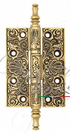 Дверная петля универсальная латунная с узором Venezia CRS011 102x76x4 французское золото + коричневый
