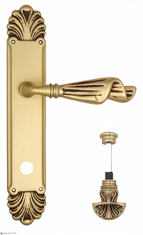Дверная ручка Venezia "OPERA" WC-4 на планке PL87 французское золото + коричневый
