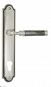 Дверная ручка Venezia "MOSCA" CYL на планке PL98 натуральное серебро + черный