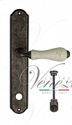 Дверная ручка Venezia "COLOSSEO" белая керамика паутинка WC-2 на планке PL02 античное серебро