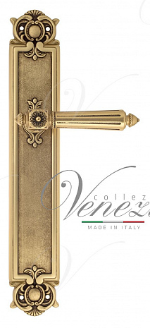 Дверная ручка Venezia "CASTELLO" на планке PL97 французское золото + коричневый