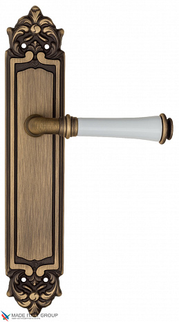 Дверная ручка на планке Fratelli Cattini "GRACIA CERAMICA BIANCO" PL96-BY матовая бронза