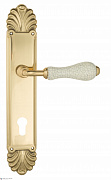 Дверная ручка Venezia "COLOSSEO" белая керамика паутинка CYL на планке PL87 полированная латунь
