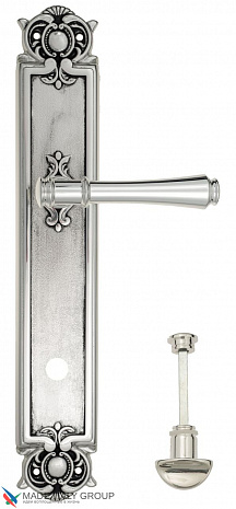 Дверная ручка Venezia "CALLISTO" WC-2 на планке PL97 натуральное серебро + черный