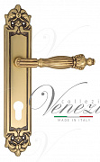 Дверная ручка Venezia "OLIMPO" CYL на планке PL96 французское золото + коричневый