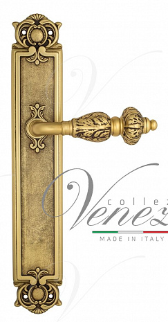 Дверная ручка Venezia "LUCRECIA" на планке PL97 французское золото + коричневый