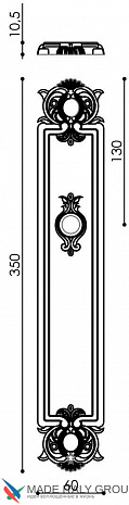 Дверная ручка Venezia "PELLESTRINA" CYL на планке PL97 античная бронза