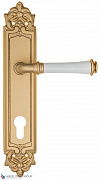 Дверная ручка на планке Fratelli Cattini "GRACIA CERAMICA BIANCO" CYL PL96-BS матовая латунь