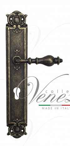 Дверная ручка Venezia "GIFESTION" CYL на планке PL97 античная бронза