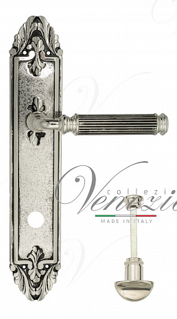 Дверная ручка Venezia "MOSCA" WC-2 на планке PL90 натуральное серебро + черный