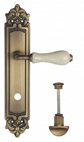 Дверная ручка Venezia "COLOSSEO" белая керамика паутинка WC-2 на планке PL96 матовая бронза