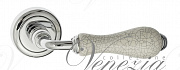 Дверная ручка Venezia "COLOSSEO" белая керамика паутинка D1 полированный хром