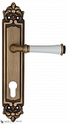 Дверная ручка на планке Fratelli Cattini "GRACIA CERAMICA BIANCO" CYL PL96-BY матовая бронза