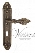 Дверная ручка Venezia "FLORENCE" CYL на планке PL90 античная бронза