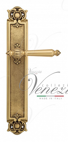Дверная ручка Venezia "PELLESTRINA" на планке PL97 французское золото + коричневый