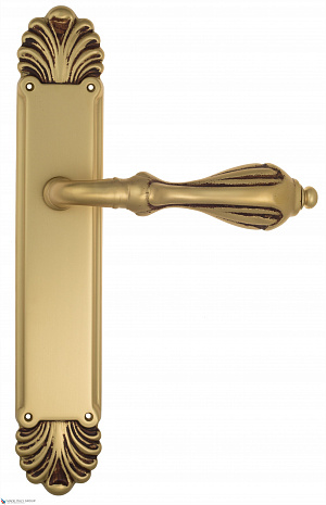 Дверная ручка Venezia "ANAFESTO" на планке PL87 французское золото + коричневый