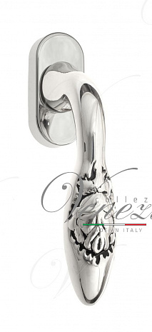 Ручка оконная Venezia "CASANOVA" FW натуральное серебро + черный
