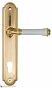 Дверная ручка на планке Fratelli Cattini "GRACIA CERAMICA BIANCO" CYL PL257-OLV полированная латунь