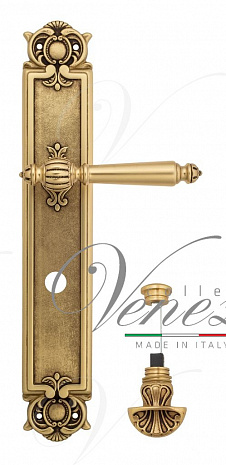 Дверная ручка Venezia "PELLESTRINA" WC-4 на планке PL97 французское золото + коричневый