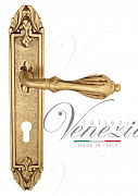 Дверная ручка Venezia "ANAFESTO" CYL на планке PL90 французское золото + коричневый