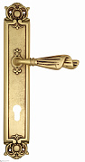 Дверная ручка Venezia "OPERA" CYL на планке PL97 французское золото + коричневый