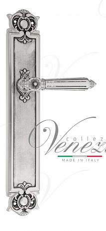 Дверная ручка Venezia "CASTELLO" на планке PL97 натуральное серебро + черный