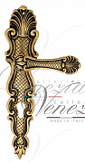 Дверная ручка Venezia "FENICE" CYL на планке PL92 французское золото + коричневый