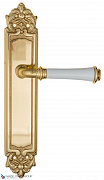Дверная ручка на планке Fratelli Cattini "GRACIA CERAMICA BIANCO" PL96-OLV полированная латунь