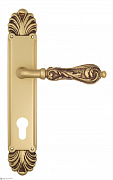 Дверная ручка Venezia "MONTE CRISTO" CYL на планке PL87 французское золото + коричневый