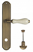 Дверная ручка Venezia "COLOSSEO" белая керамика паутинка WC-2 на планке PL02 матовая бронза