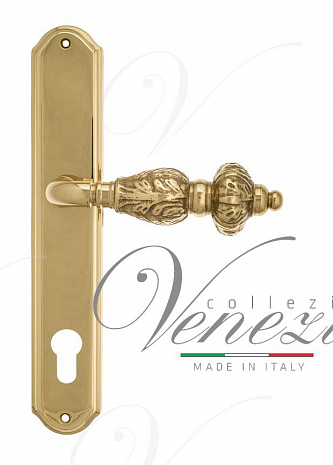 Дверная ручка Venezia "LUCRECIA" CYL на планке PL02 полированная латунь