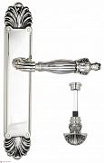 Дверная ручка Venezia "OLIMPO" WC-4 на планке PL87 натуральное серебро + черный
