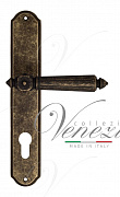 Дверная ручка Venezia "CASTELLO" CYL на планке PL02 античная бронза