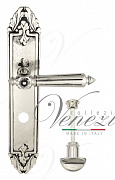 Дверная ручка Venezia "CASTELLO" WC-2 на планке PL90 натуральное серебро + черный
