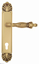 Дверная ручка Venezia "OLIMPO" CYL на планке PL87 французское золото + коричневый