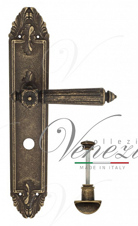 Дверная ручка Venezia "CASTELLO" WC-2 на планке PL90 античная бронза