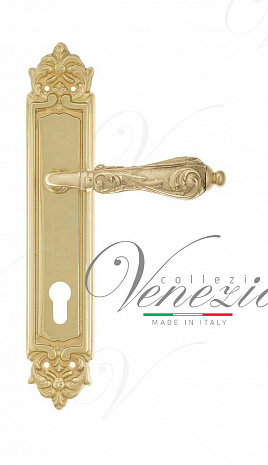Дверная ручка Venezia "MONTE CRISTO" CYL на планке PL96 полированная латунь