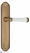 Дверная ручка на планке Fratelli Cattini "GRACIA CERAMICA BIANCO" PL257-BY матовая бронза