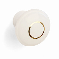 Ручка-кнопка Уфа РК (25) с золотой каймой пластик  белая