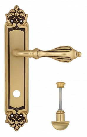 Дверная ручка Venezia "ANAFESTO" WC-2 на планке PL96 французское золото + коричневый