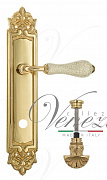 Дверная ручка Venezia "COLOSSEO" белая керамика паутинка WC-4 на планке PL96 полированная латунь