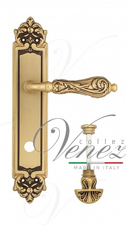Дверная ручка Venezia "MONTE CRISTO" WC-4 на планке PL96 французское золото + коричневый