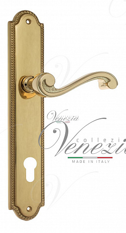 Дверная ручка Venezia "VIVALDI" CYL на планке PL98 полированная латунь