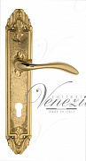 Дверная ручка Venezia "ALESSANDRA" CYL на планке PL90 полированная латунь